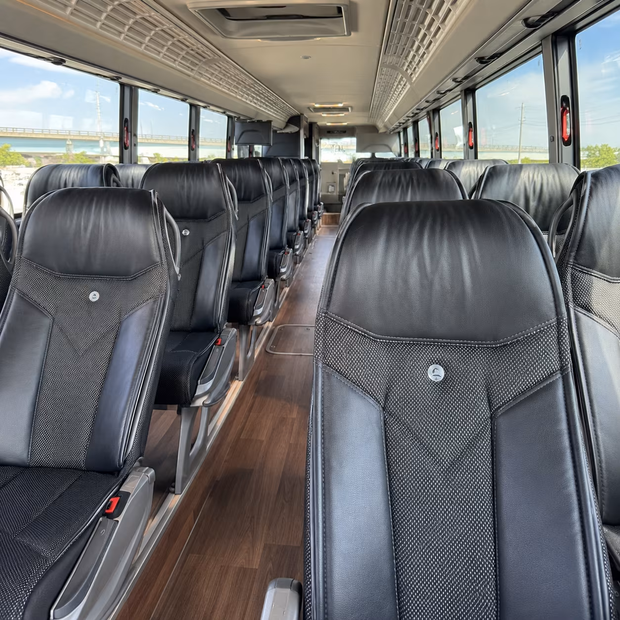 irvine 56 passenger charter bus inside